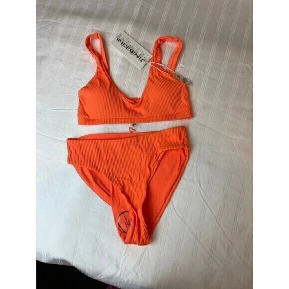 Tinibikini‎ Strappy Back Orange 2 Piece Bikini Size XS RefN11